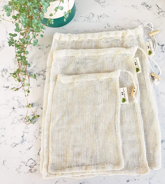 Cotton Mesh Produce Bags- 3 pack - IOSOI Skin Lab